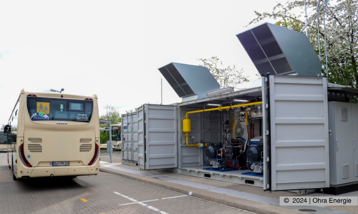 Die Anlage zur CNG-Betankung auf der Anlage der KomBus in Saalfeld.