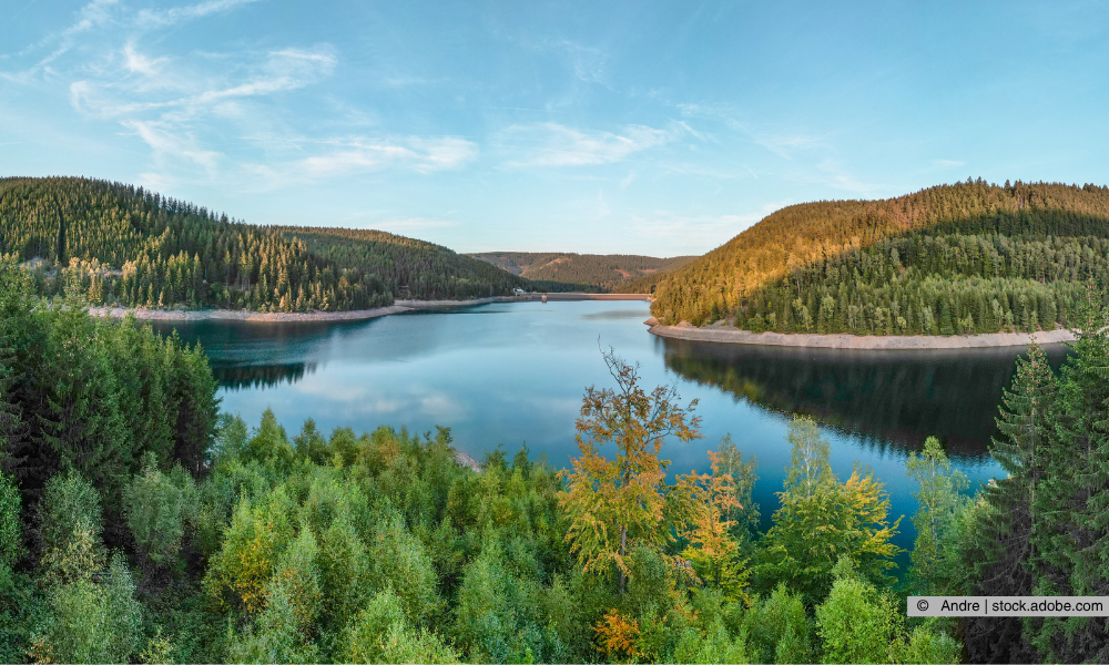 Blick auf die Ohratalsperre von oben 