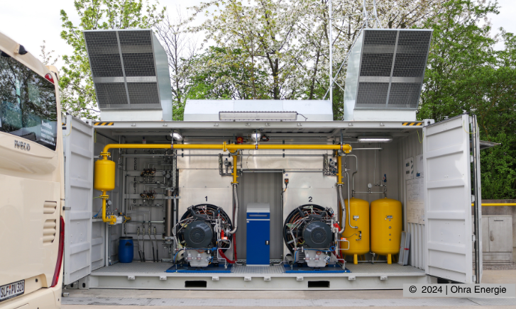 Die Anlage zur CNG-Betankung auf der Anlage der KomBus in Saalfeld.