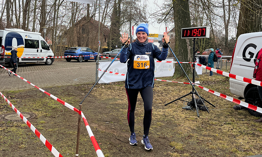 Agnieszka Lipski vom Ohra Energie-Team nahm erfolgreich am Nordic Walking-Lauf teil.
