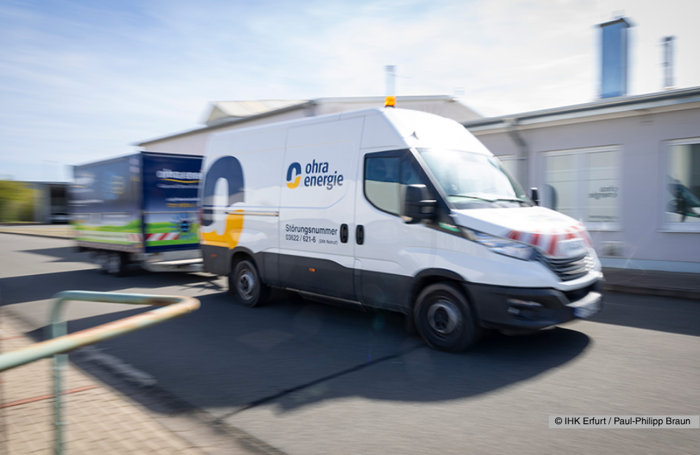 Die mobile Gasdruckregelmessanlage der Ohra Energie GmbH wir zu einem Einsatz gefahren. © IHK Erfurt / Paul-Philipp Braun
